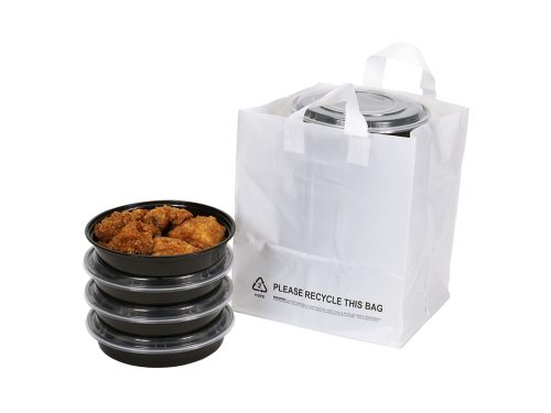 12x10x14 Stock Take Out Bag 9 Round Catering Bags Plastic Catering Bags Take Out Bags Large Gusset Bags Wide Gusset Bags Half Tray Bags