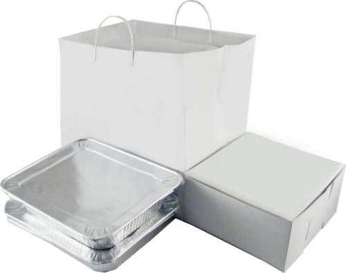 Heavy Cake Take Out Bag 14"x10"x14.75" Rigid Handle Plastic Catering Bags Take Out Bags Large Gusset Bags Wide Gusset Bags Half Tray Bags