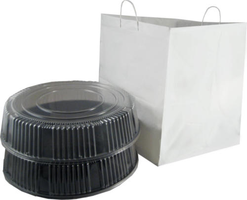 Round Platter Take Out Bag 18"x17"x18" Rigid Handle Plastic Catering Bags Take Out Bags Large Gusset Bags Wide Gusset Bags Half Tray Bags