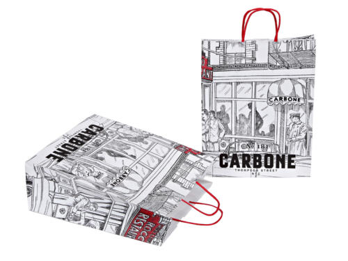 White Paper Shopping Bags Carbone Restaurant Store Sketch White Kraft Bag Recycled And Recyclable FSC Certified Paper