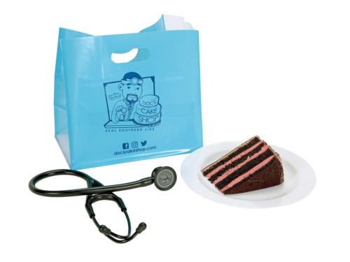 Doc's Cake Shop Die Cut Plastic Bakery Bag