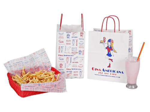 Gina Americana French Fry Basket Basket Liner Paper Take Out Bag Waxed Grease Resistant Waxed Paper Calamari Bread