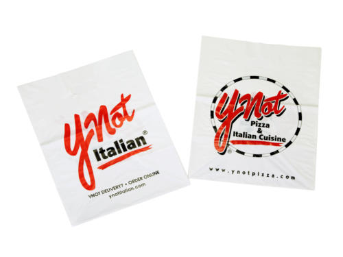 Ynot Pizza Die Cut Custom Printed Plastic Bag