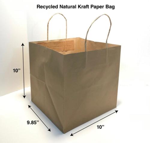 Food Service - 10 x 9.85 x 10 Recycled Paper Shopping Bag